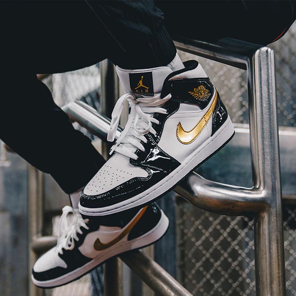 Air Jordan 1 Mid Patent ‘Black Gold’