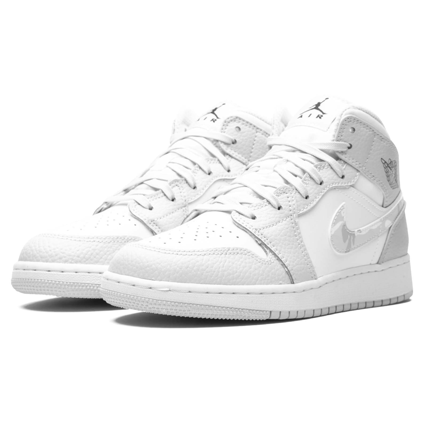 Air Jordan 1 Mid SE GS ‘Swoosh Logo – Grey Camo’