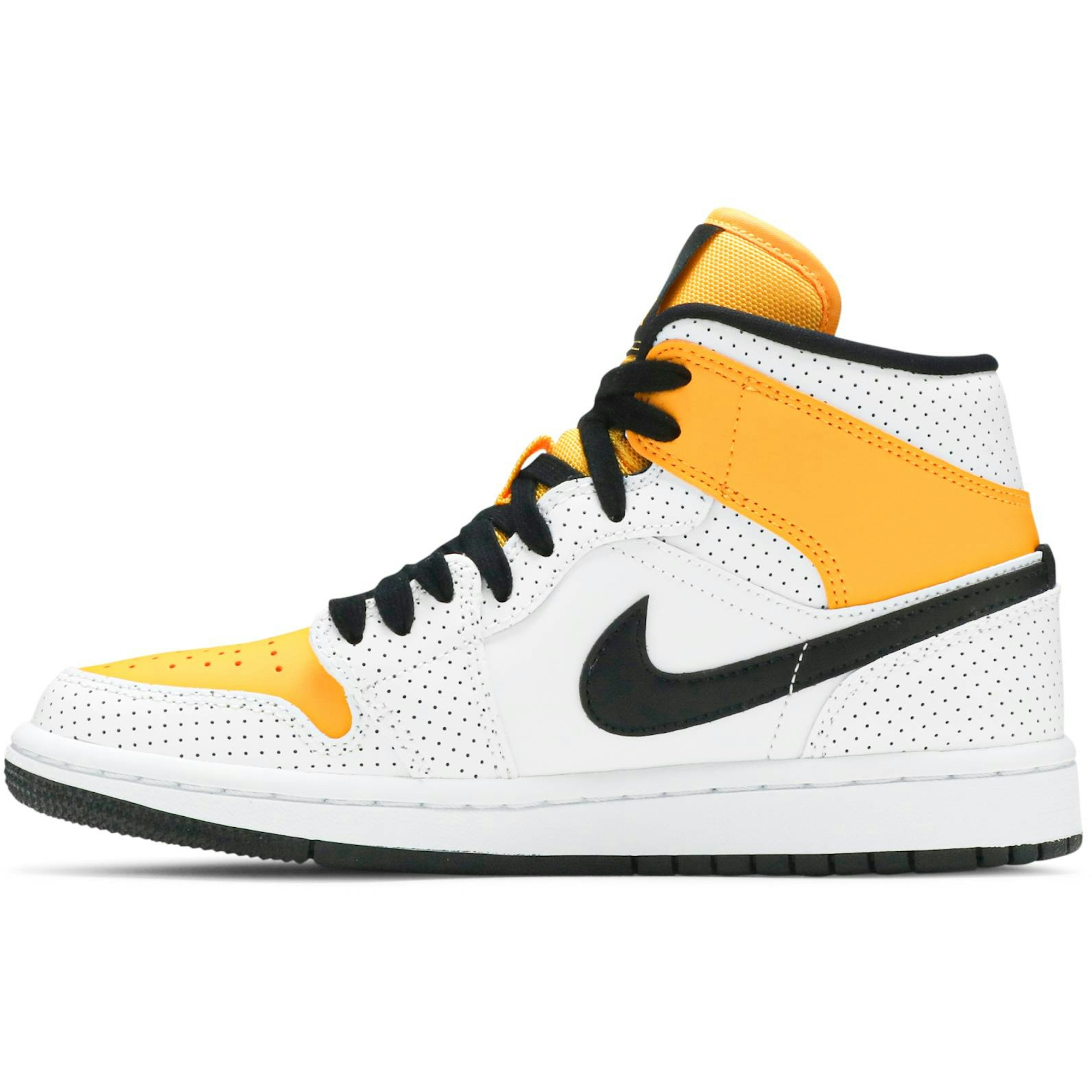 (W) Air Jordan 1 Mid ‘Perforated – White University Gold’ BQ6472-107