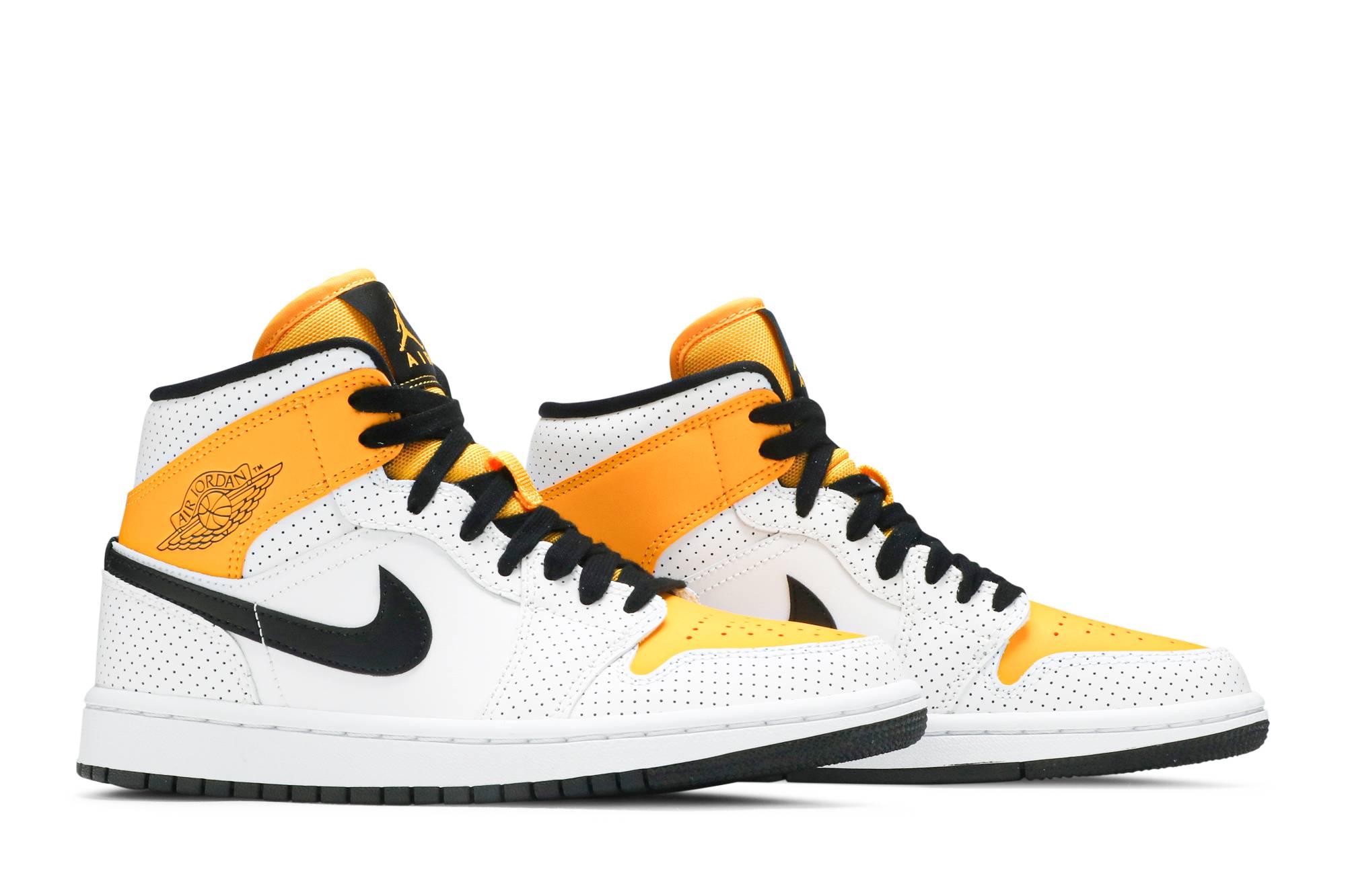 (W) Air Jordan 1 Mid ‘Perforated – White University Gold’ BQ6472-107