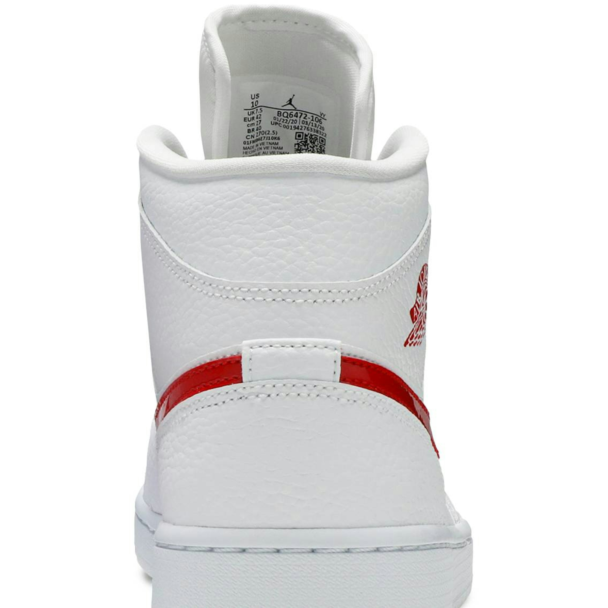 (W) Air Jordan 1 Mid White University Red BQ6472-106 IGFul