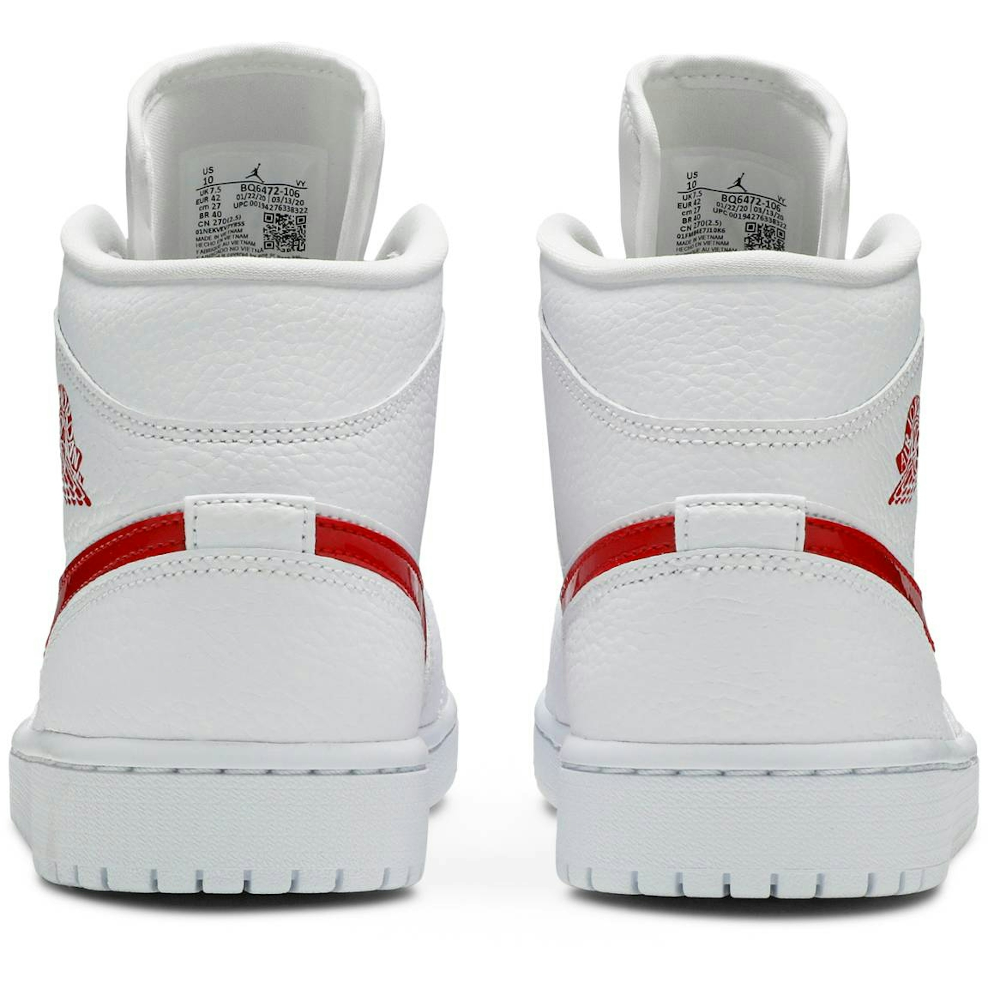 (W) Air Jordan 1 Mid White University Red BQ6472-106 IGFul